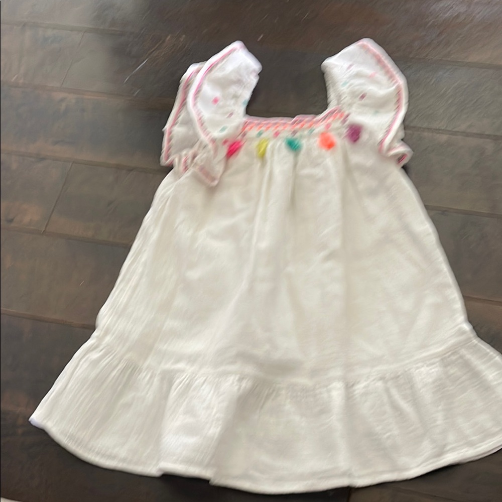 White Dress with Colorful Embroidery
